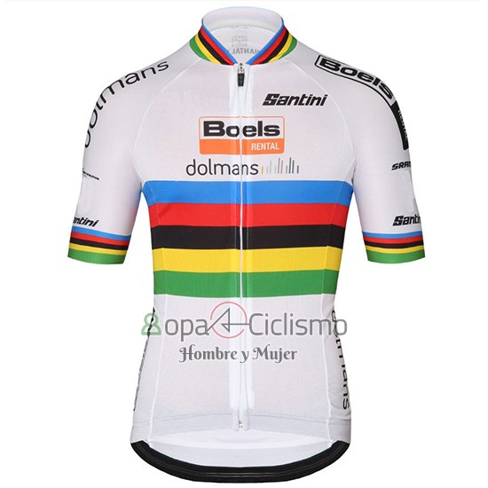 Uci Mondo Campione Leader Ropa Ciclismo Culotte Corto 2018 Hombre Mangas Cortas Boels Dolmans Blanco